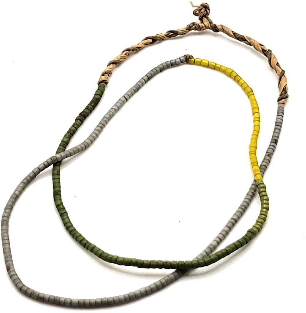 Handmade Indigenous Glass Seed Bead Necklace Woven Cord 23in